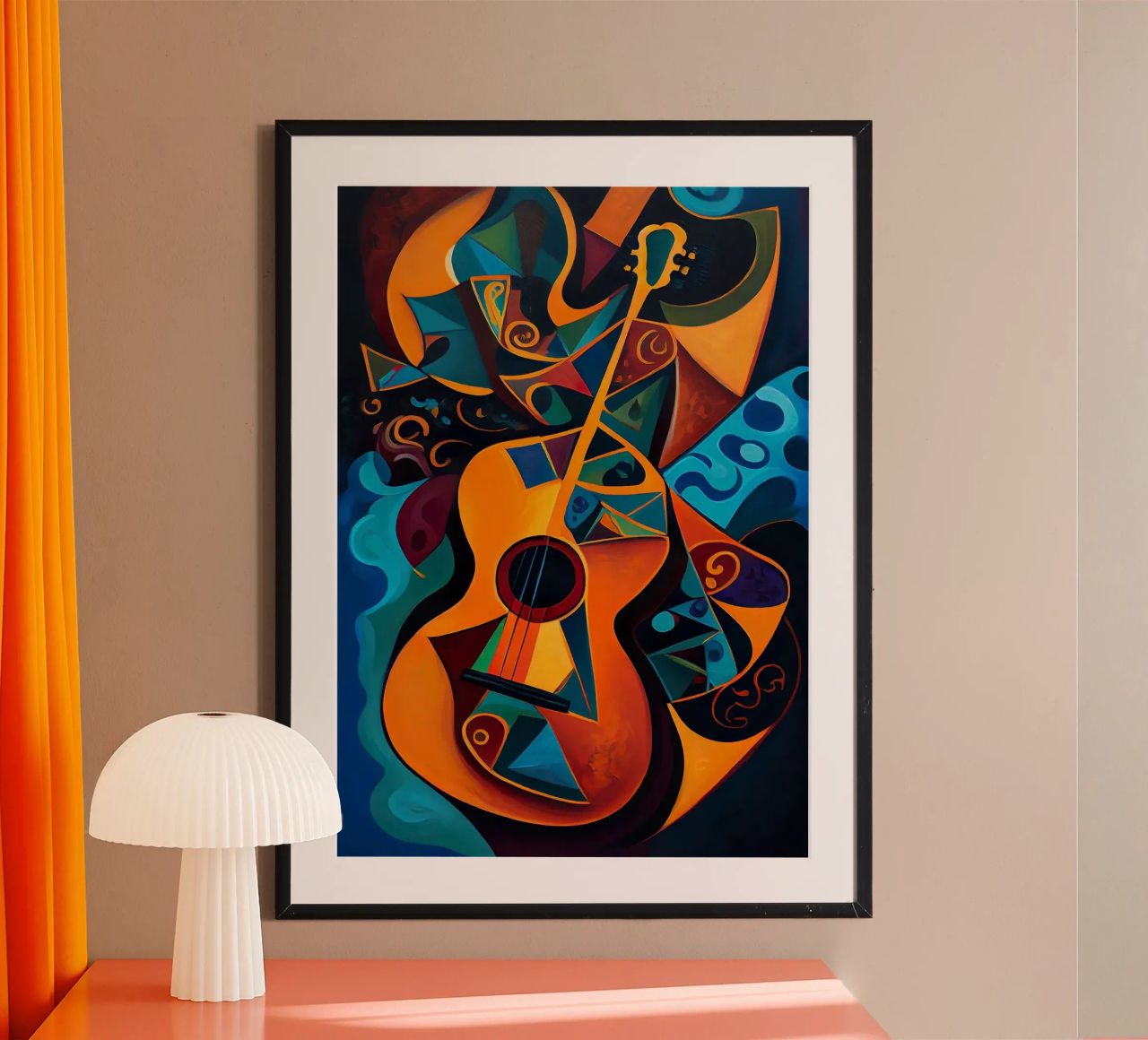guitare instrument de musique formes colorées formes abstraites st poster de Gloria A Kifyuk