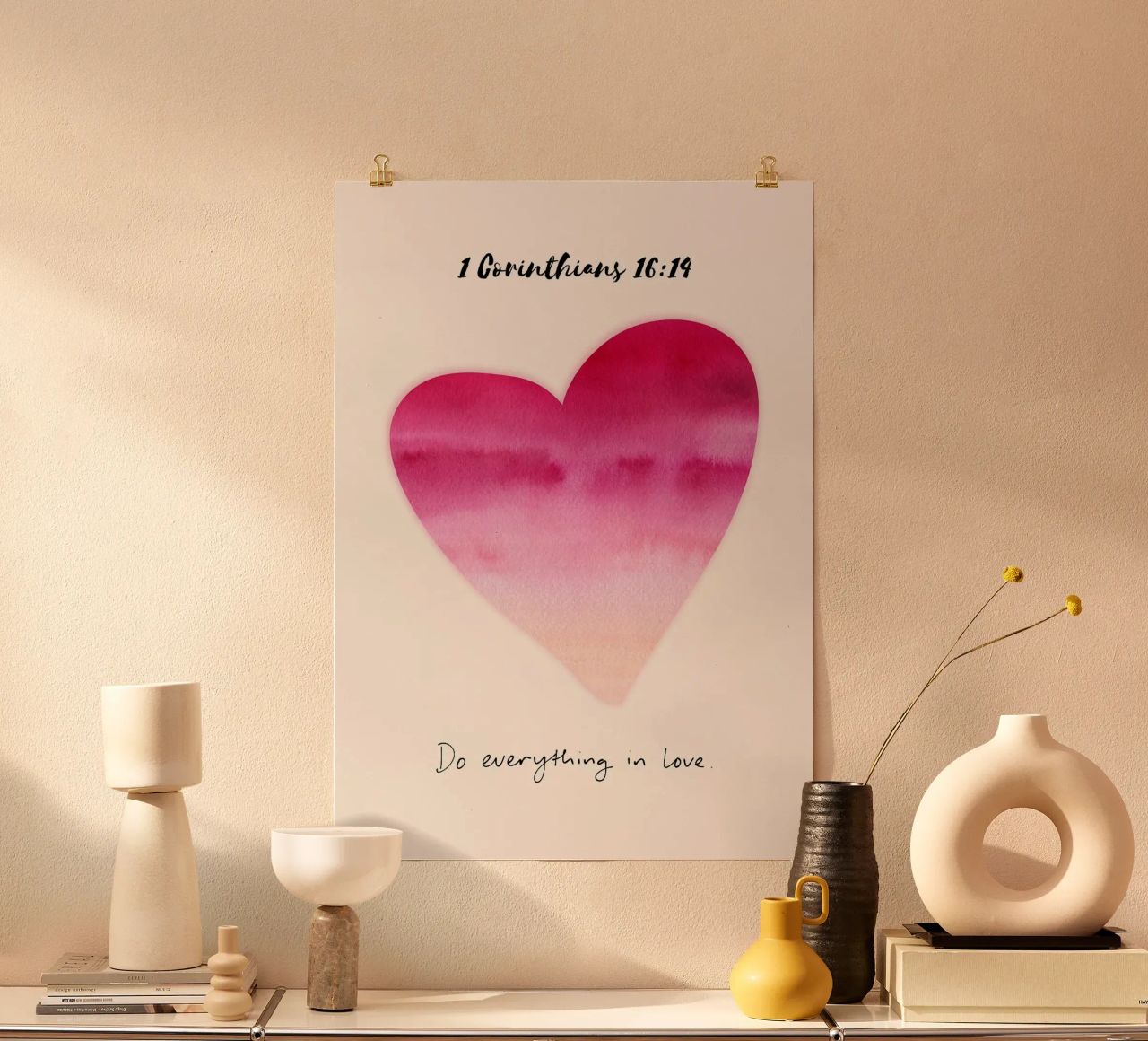 Herz Zitat Skriptur Aquarell rosa rot Gradient Liebe fait Poster von Gloria A Kifyuk