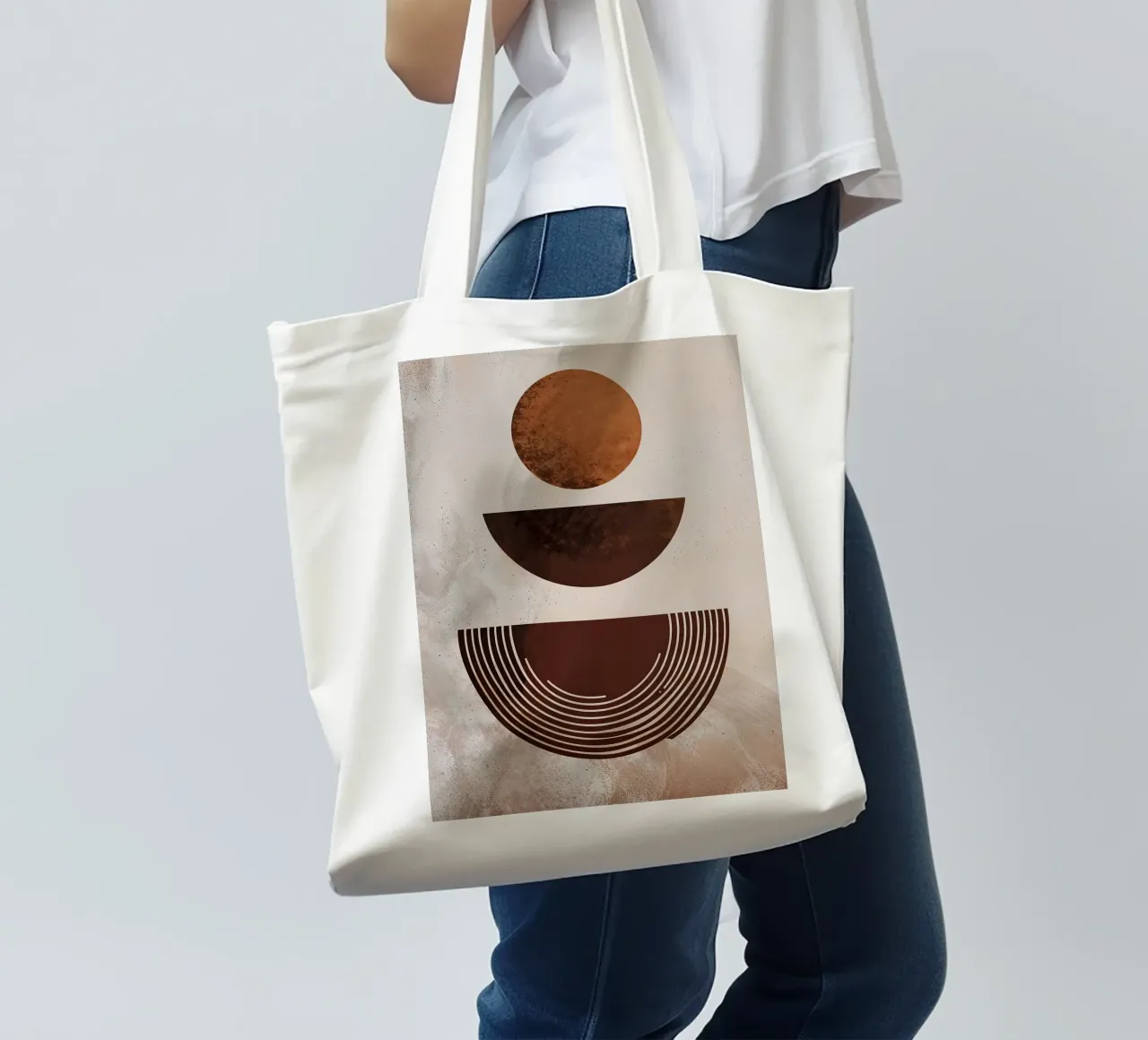 cerchi semicerchi modelli forme geometriche linee terra a borsa in juta da Gloria A Kifyuk
