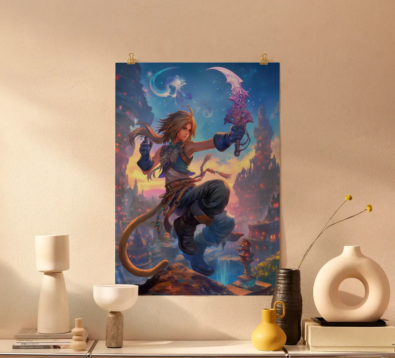 Zidane Tribale Final Fantasy IX poster con telaio in alluminio da Fleur de Lys