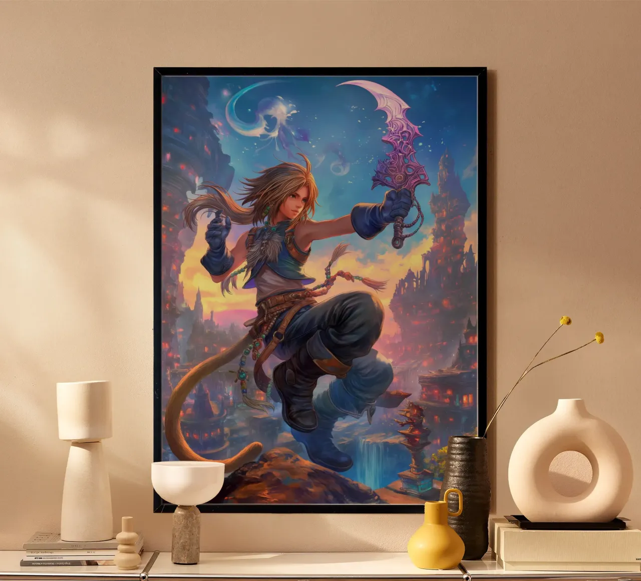 Zidane Tribale Final Fantasy IX poster con telaio in alluminio da Fleur de Lys