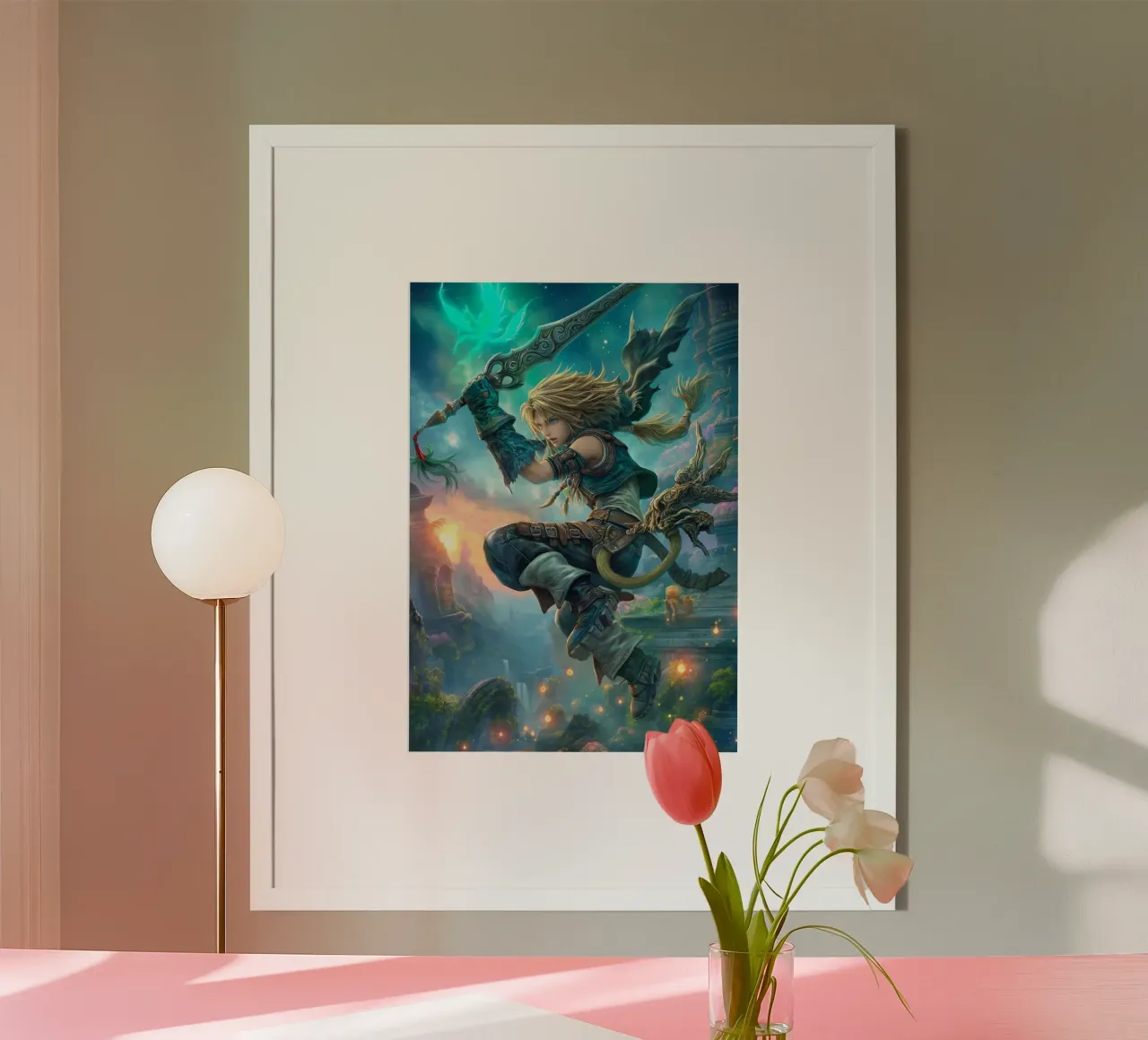 Zidane Tribale Final Fantasy IX poster con telaio in alluminio da Fleur de Lys