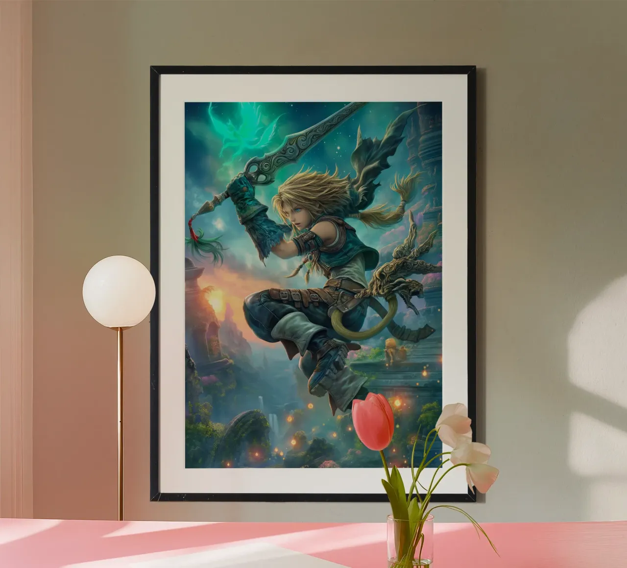 Zidane Tribale Final Fantasy IX poster con telaio in alluminio da Fleur de Lys