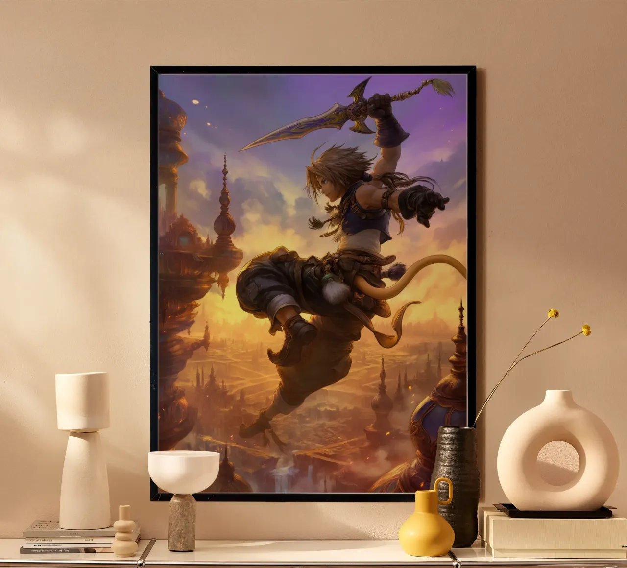 Zidane Tribale Final Fantasy IX poster con telaio in alluminio da Fleur de Lys