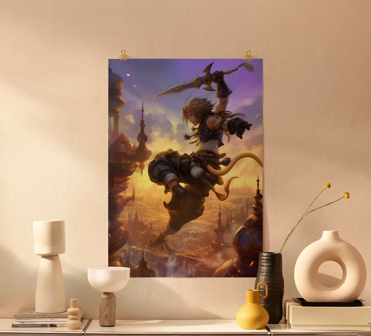 Zidane Tribale Final Fantasy IX poster con telaio in alluminio da Fleur de Lys