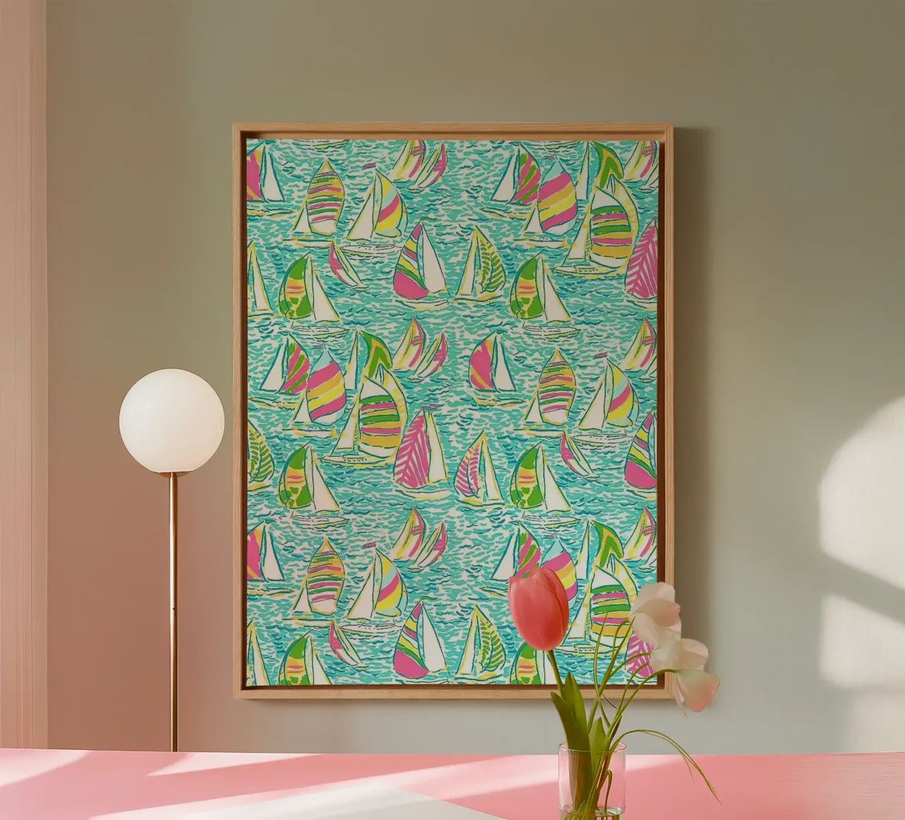 Lilly Pulitzer Boot Leinwand mit Schattenfugenrahmen von Queenshop