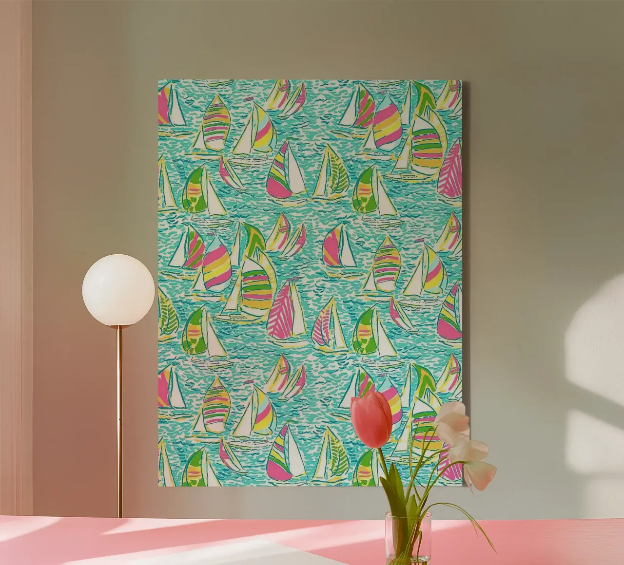 Lilly Pulitzer Boot Leinwand mit Schattenfugenrahmen von Queenshop
