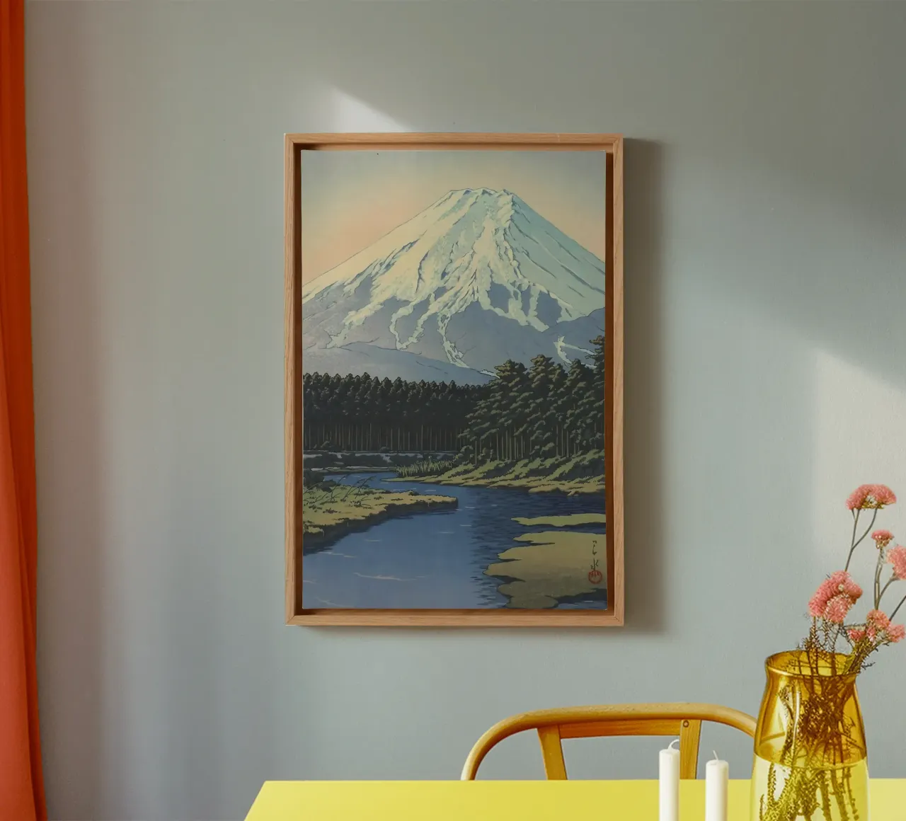 Oshino no Fuji San 1942 by Kawase Hasui tela con Cornice a cassetta da GoArt