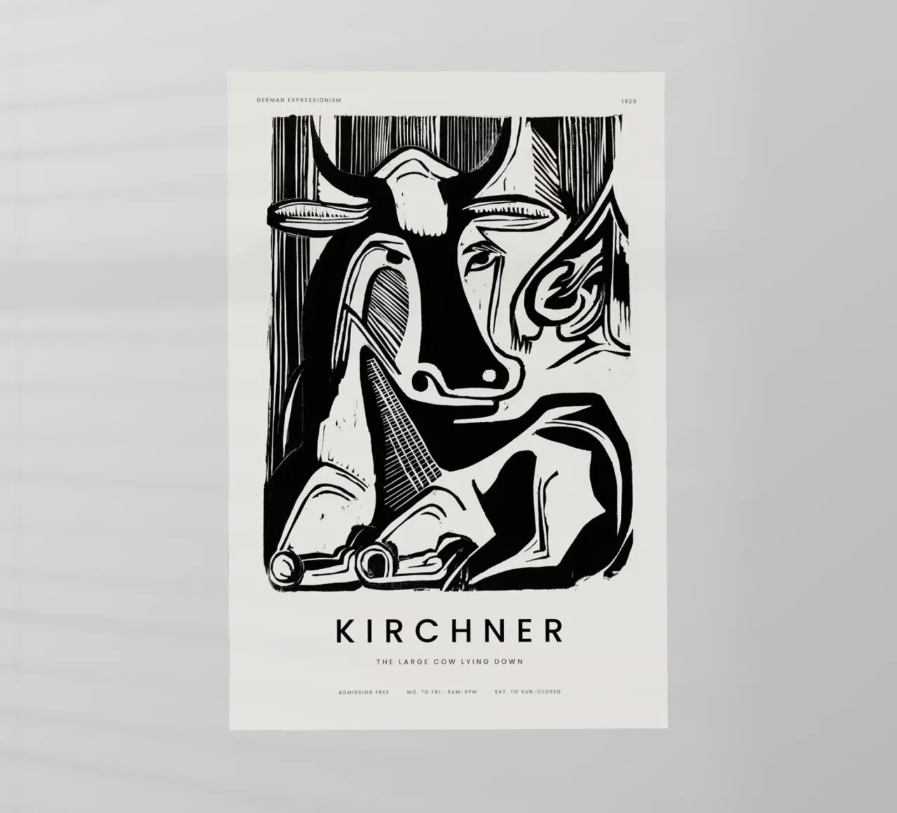 Kirchner - The Large Cow Lying Down pellicola backlit da Vintage by JUNIQE