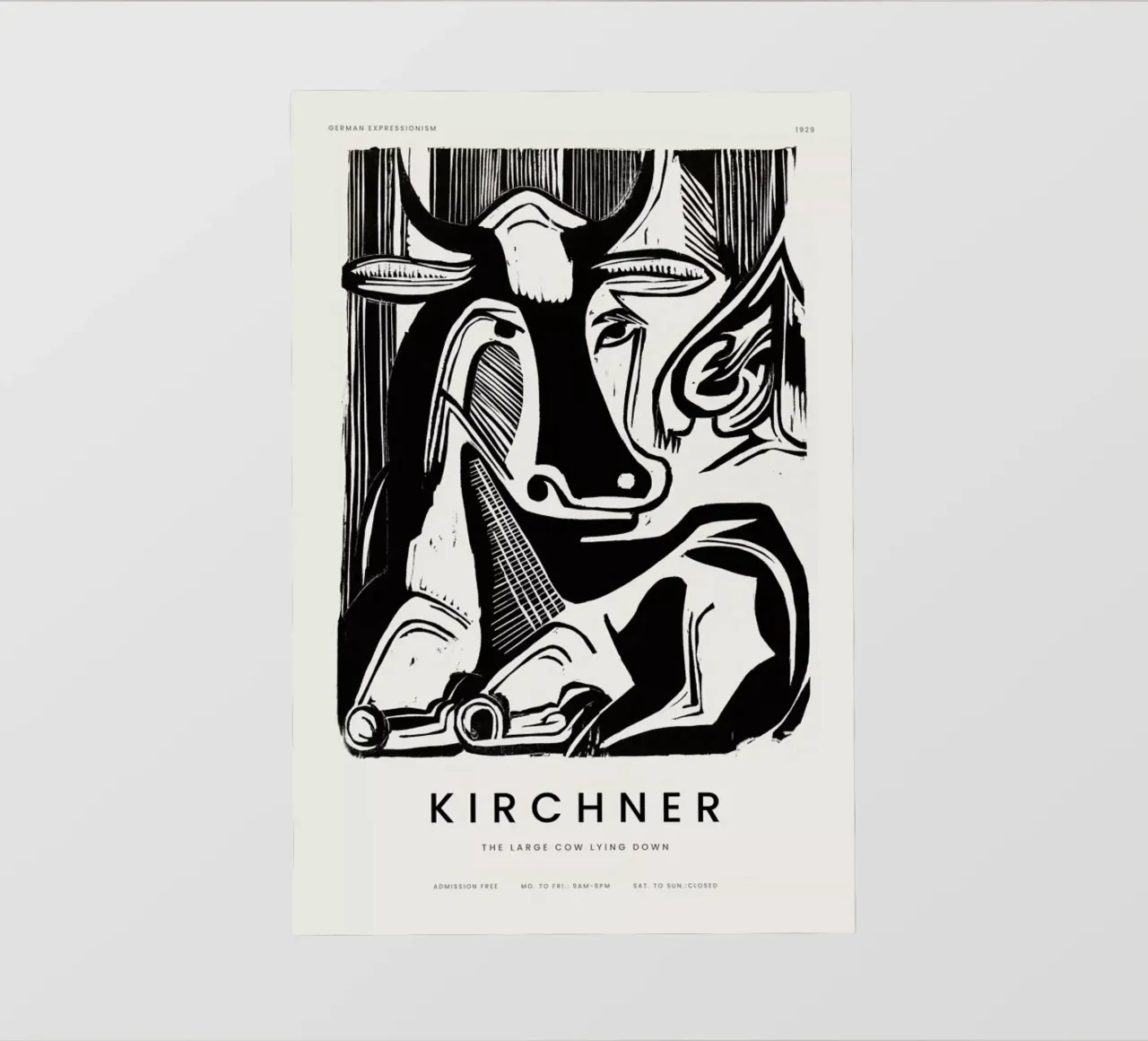 Kirchner - The Large Cow Lying Down pellicola backlit da Vintage by JUNIQE