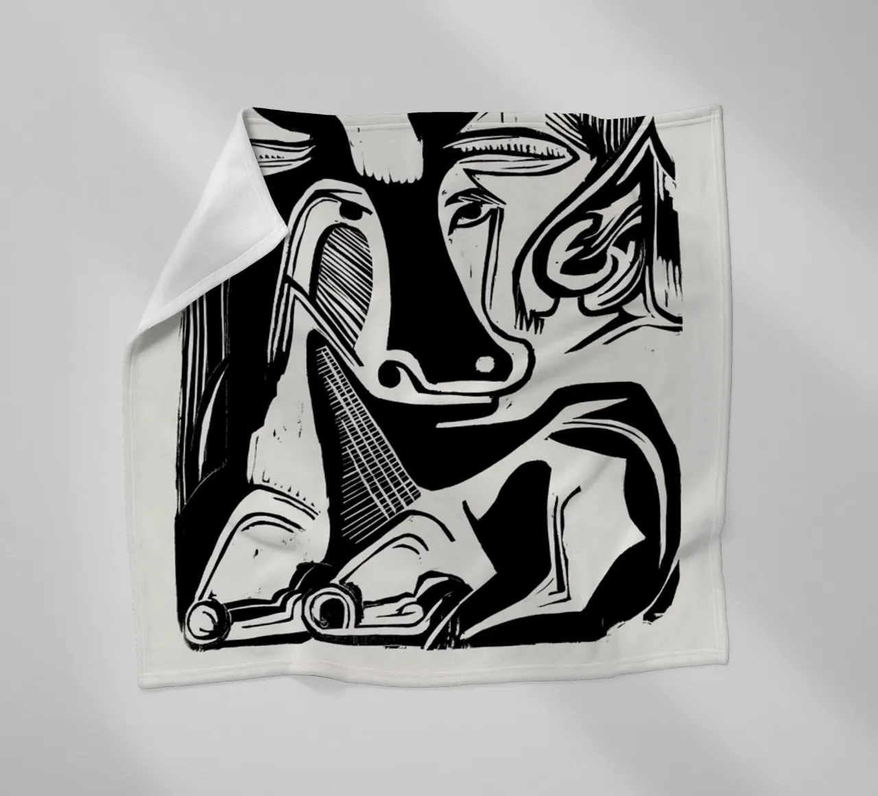 Kirchner - The Large Cow Lying Down coperta in pile da Vintage by JUNIQE