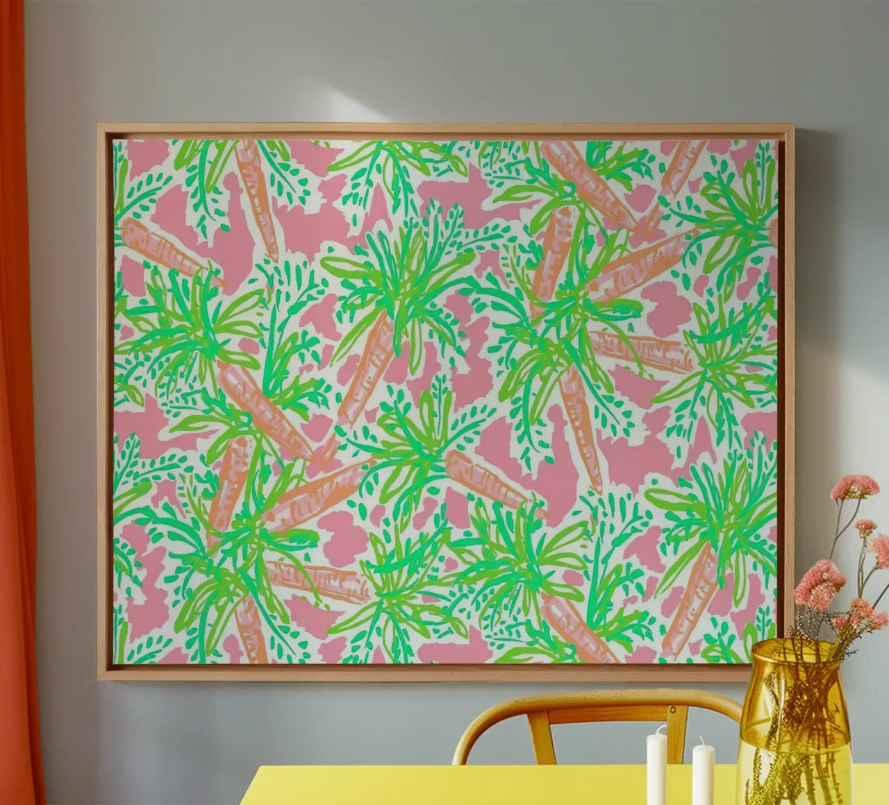 Lilly Pulitzer Carrot Nibbles canvas with Floater frame by Queenshop