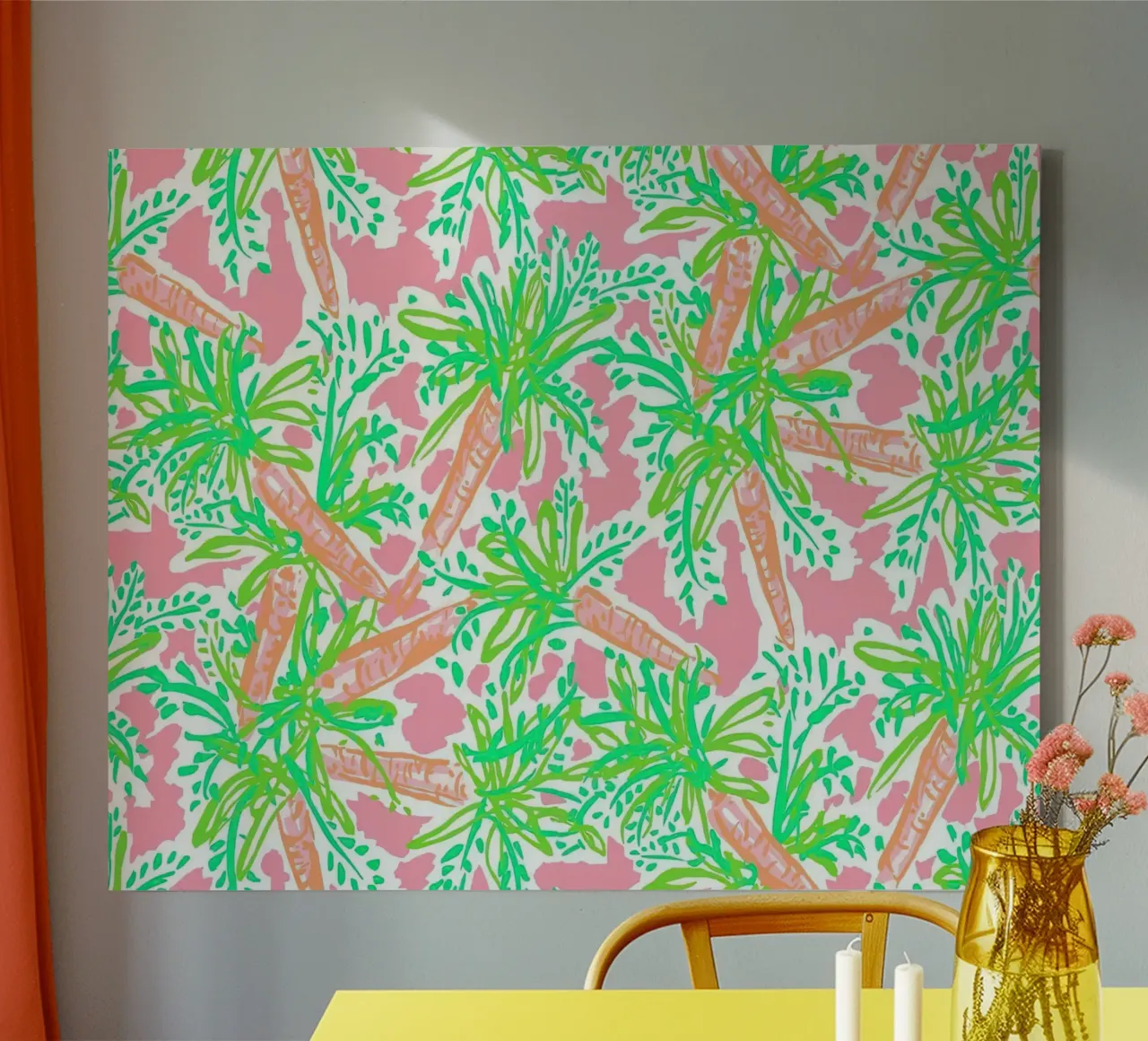 Lilly Pulitzer Carrot Nibbles canvas with Floater frame by Queenshop