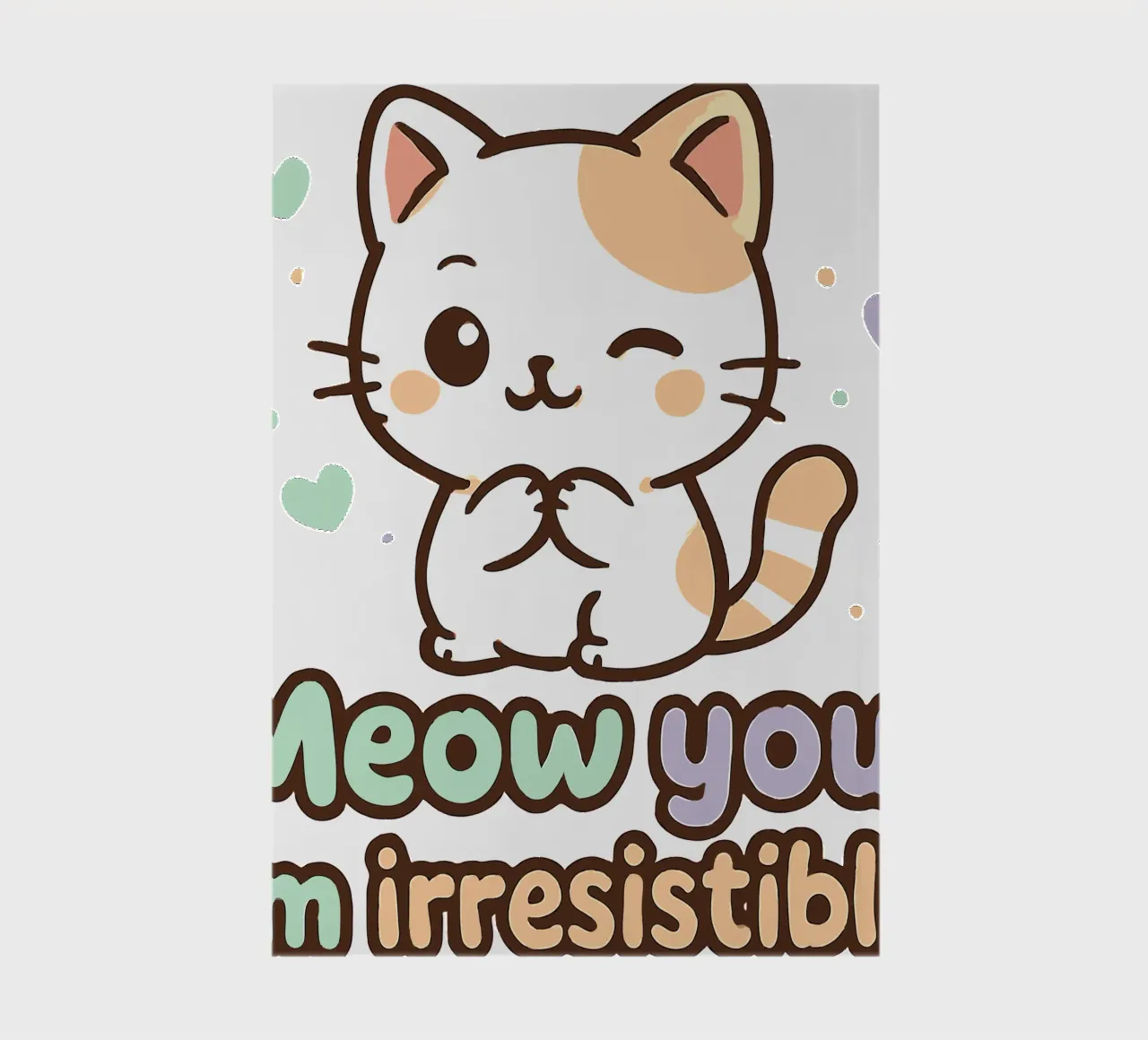 Meow You, I'm Irresistible! - Cute Kawaii Winking Cat notebook by artdesign1985