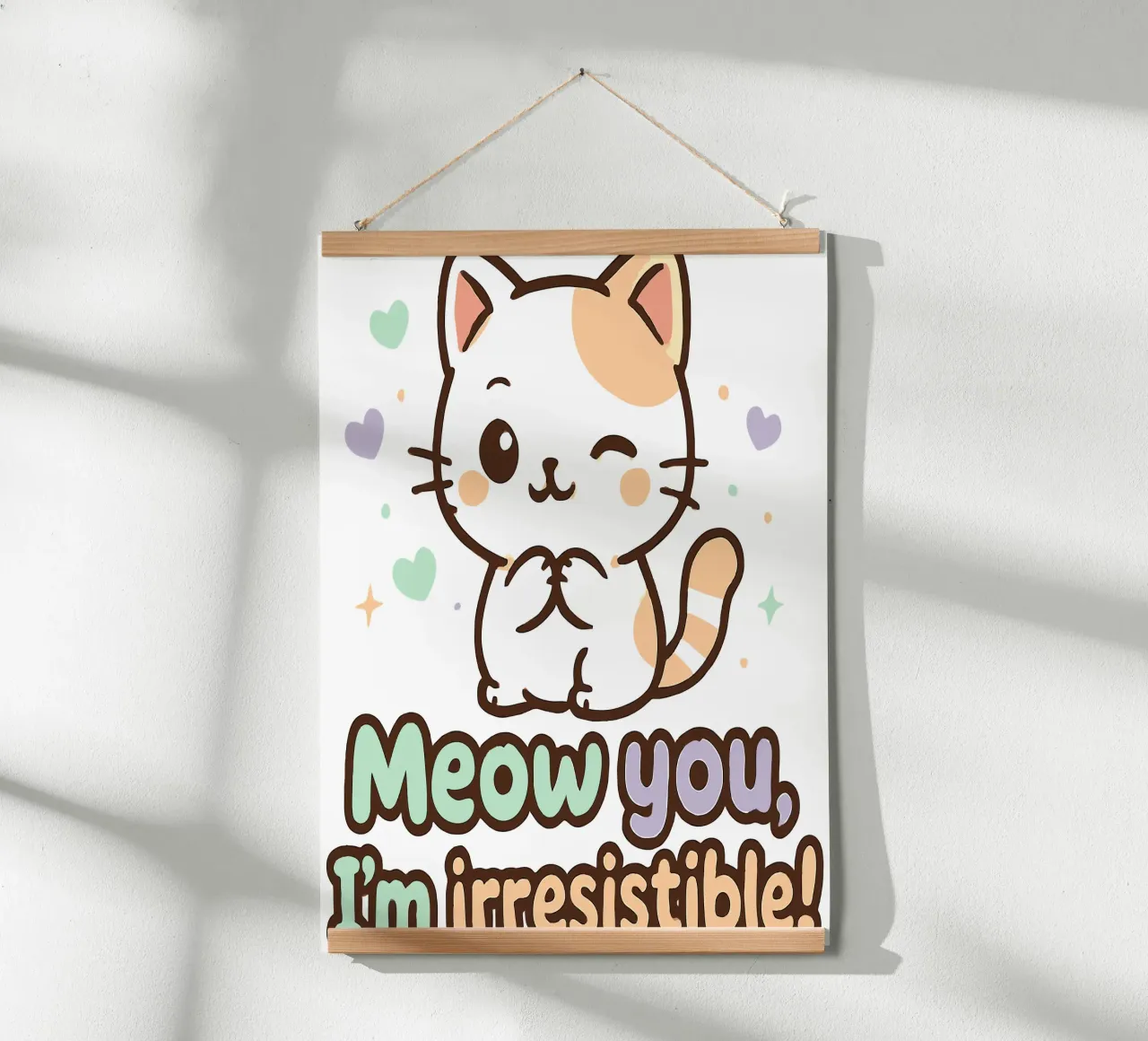 Miau du, ich bin unwiderstehlich! - Niedliche Kawaii Zwinkernde Katze Poster mit Aluminium Rahmen von artdesign1985
