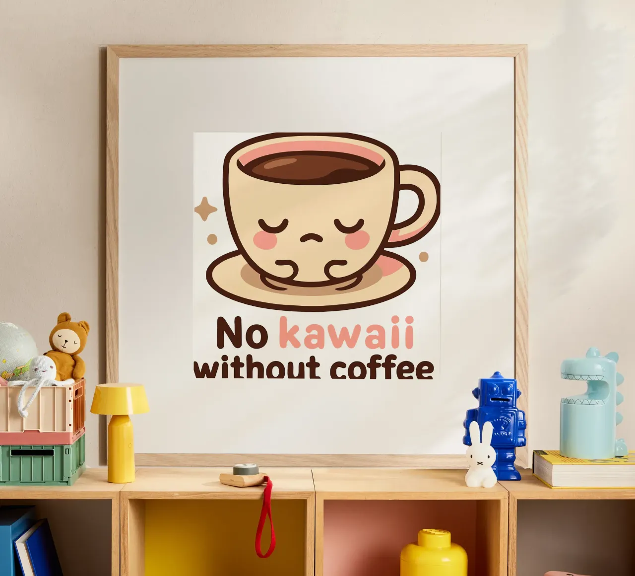 Non c'è Kawaii senza caffè - Tazza da caffè carina e assonnata carta hahnemühle da artdesign1985