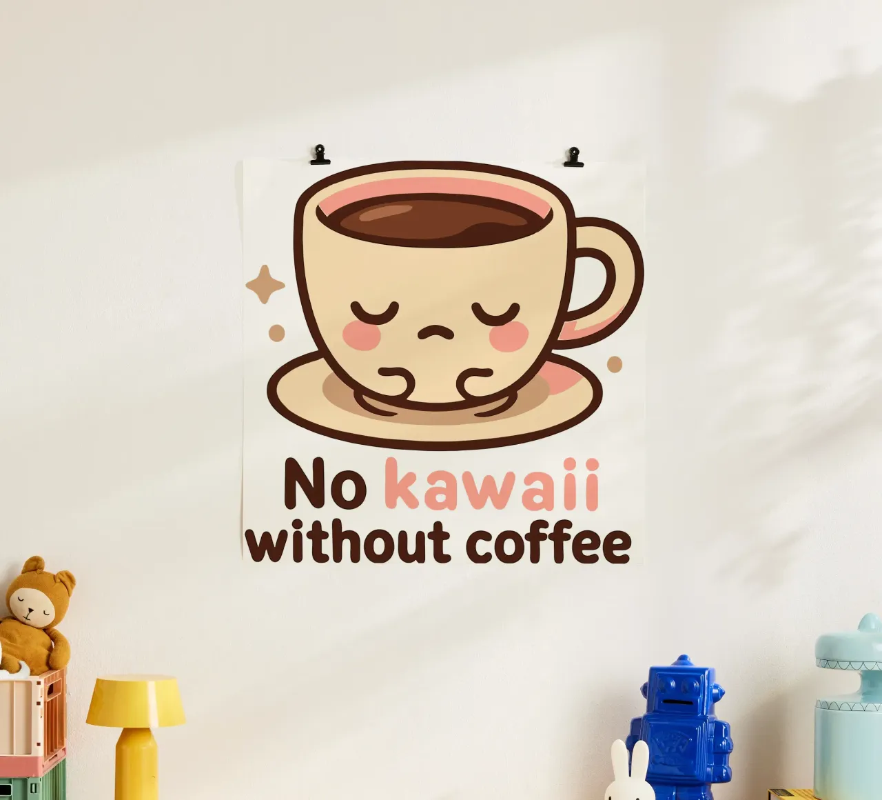 Non c'è Kawaii senza caffè - Tazza da caffè carina e assonnata carta hahnemühle da artdesign1985