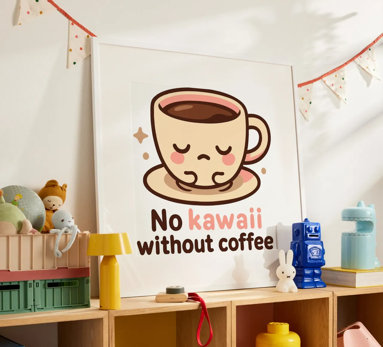 Non c'è Kawaii senza caffè - Tazza da caffè carina e assonnata carta hahnemühle da artdesign1985