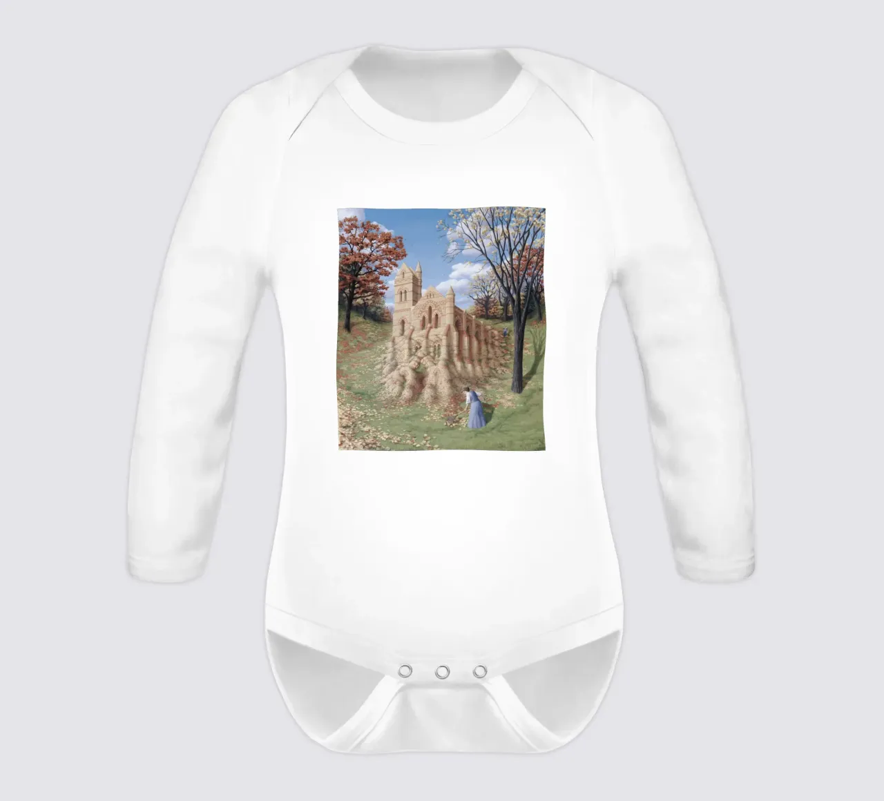 Rob Gonsalves Autumn Architecture long-sleeve baby romper by Spencer Farrell2