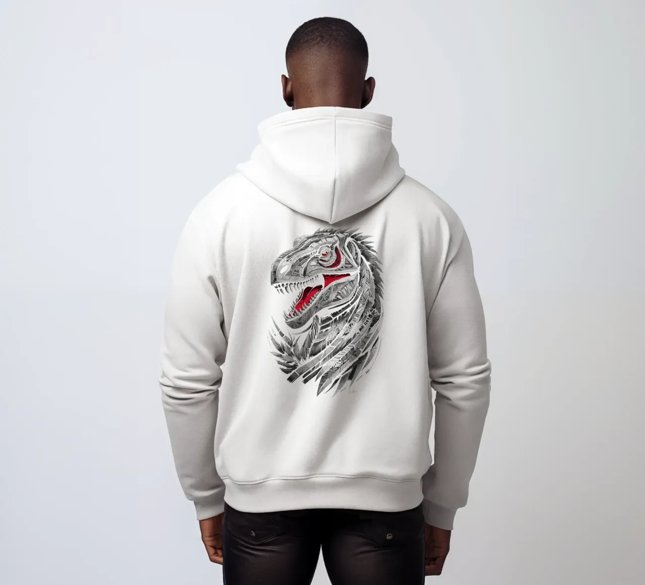 Dinosauro geometrico T-Rex felpa con cappuccio da LM2KONE