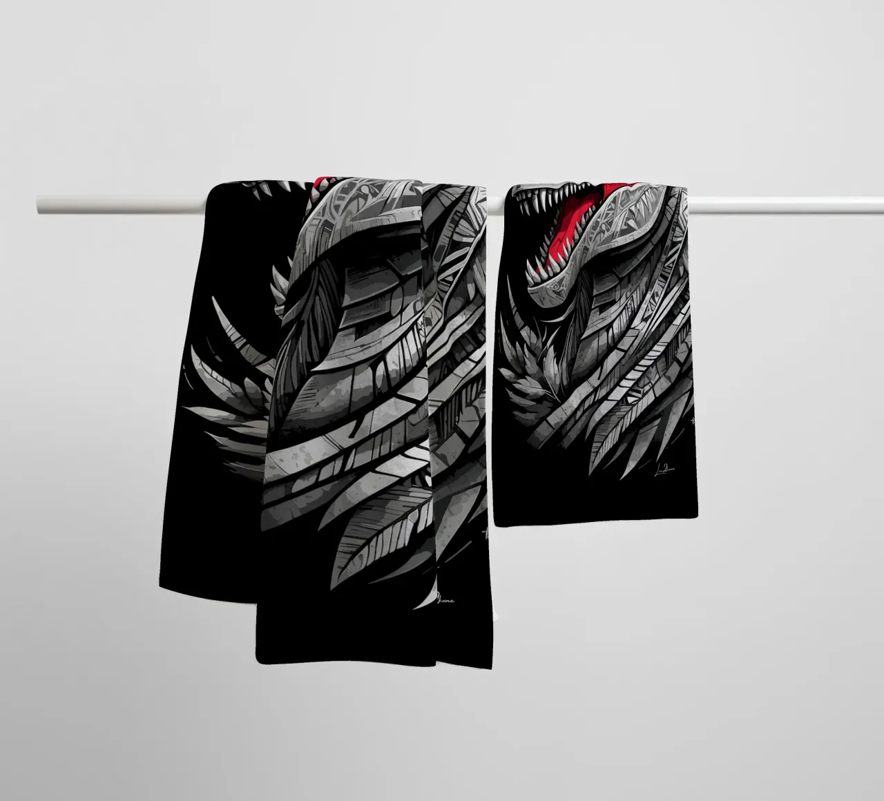 Dinosauro geometrico T-Rex asciugamano da bagno da LM2KONE