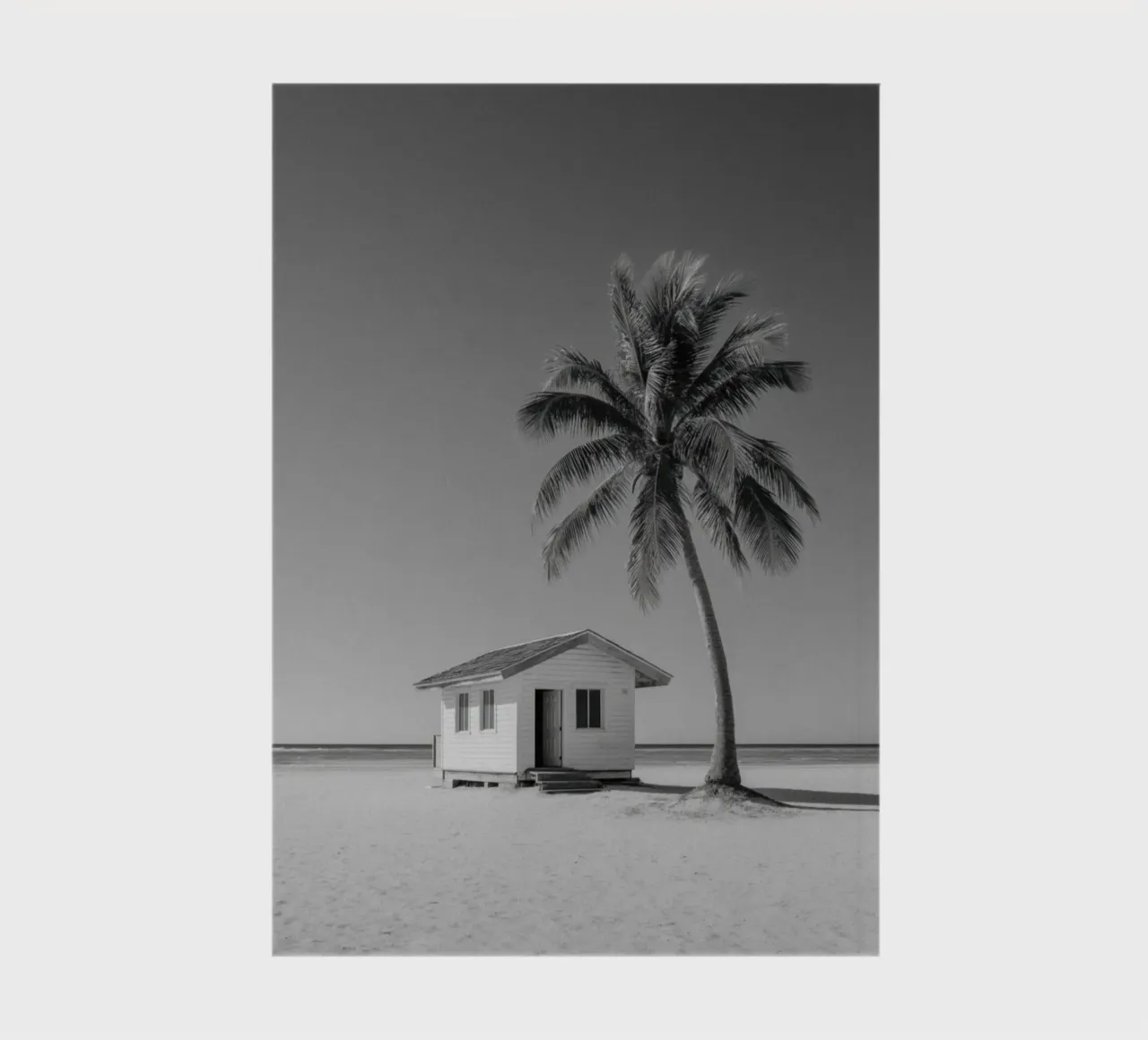 Beach Hut and Palm Tree in Black and White notebook by Indigo Tides Art