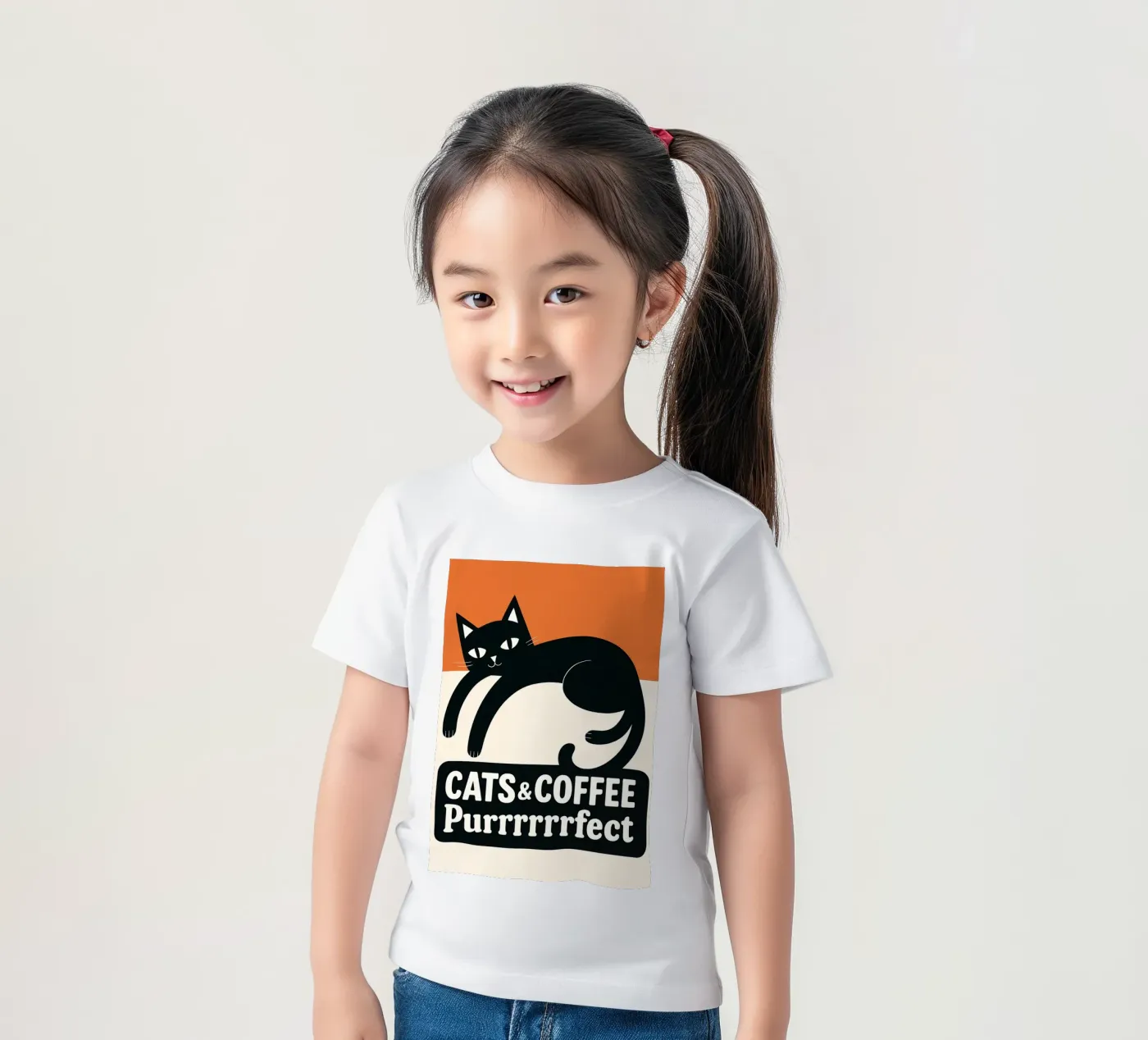 gatto e caffè t-shirt bambini da Nayara
