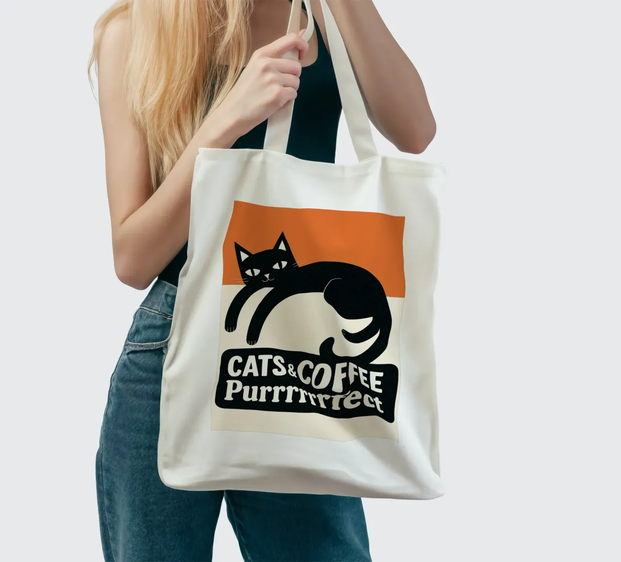 gatto e caffè borsa in juta da Nayara