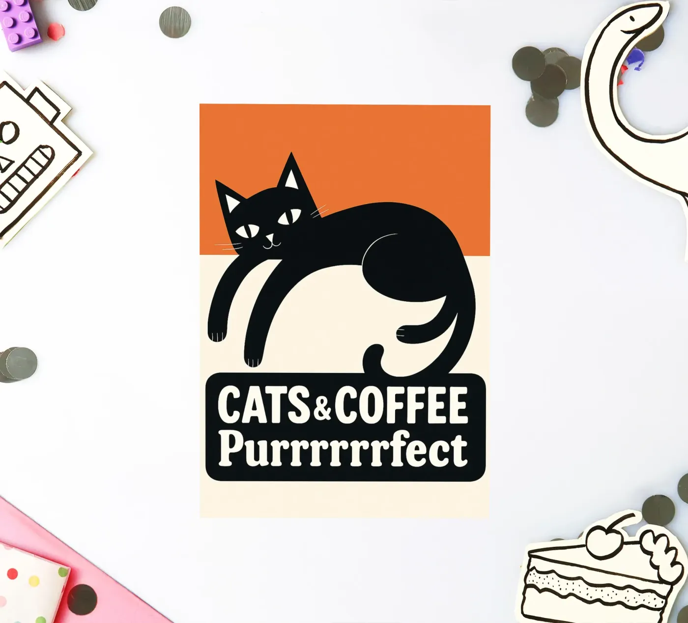 gatto e caffè adesivo da Nayara
