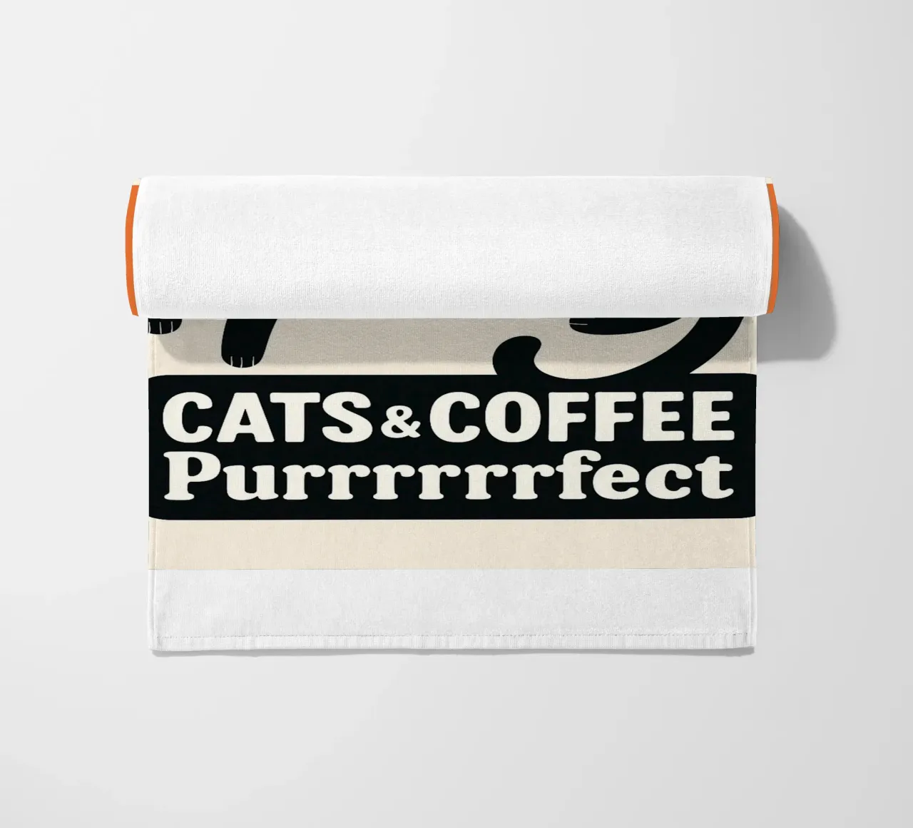 cat and coffee beach towel by Nayara