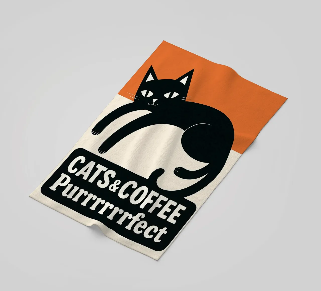 cat and coffee beach towel by Nayara