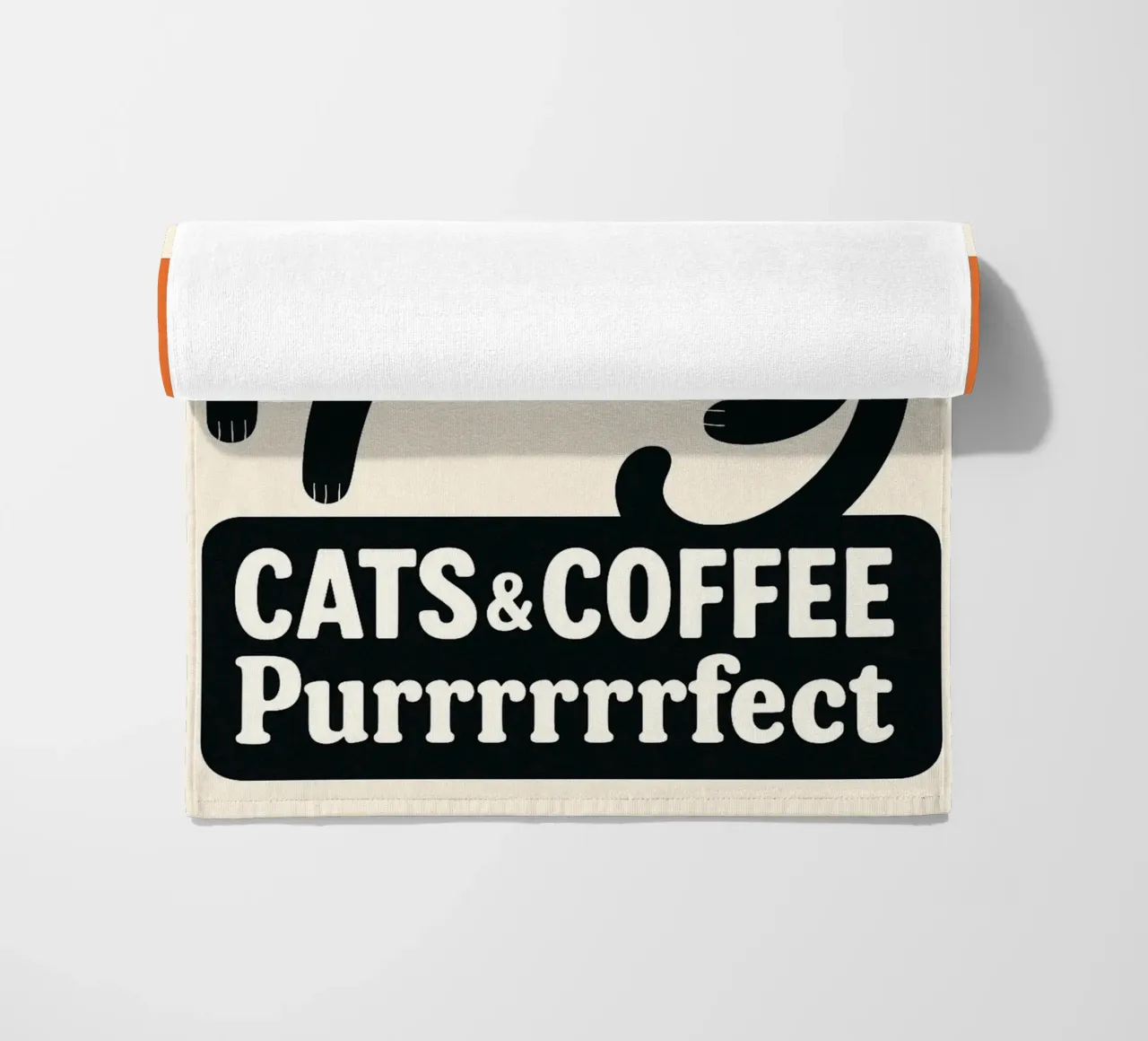 cat and coffee beach towel by Nayara