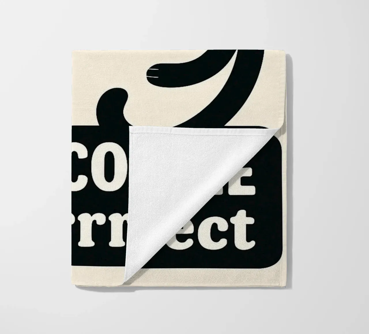 cat and coffee beach towel by Nayara