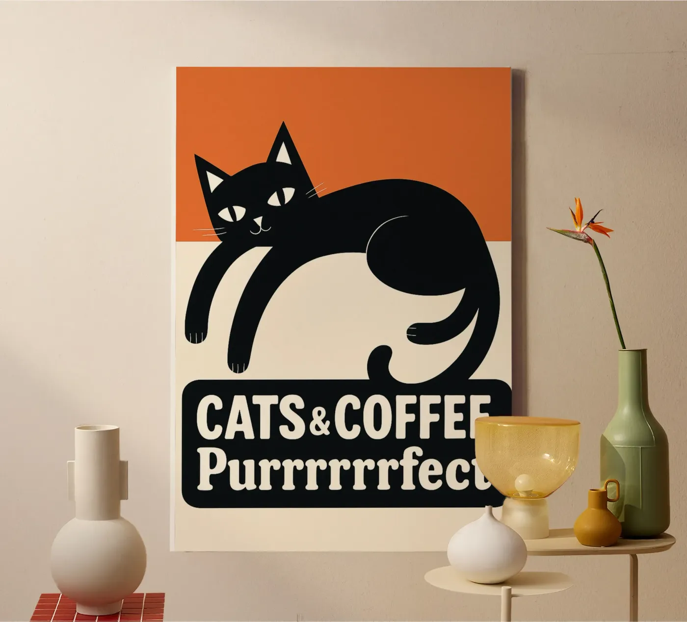 gatto e caffè tela da Nayara