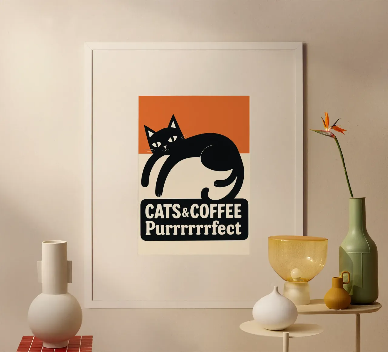 Katze und Kaffee Poster von Nayara