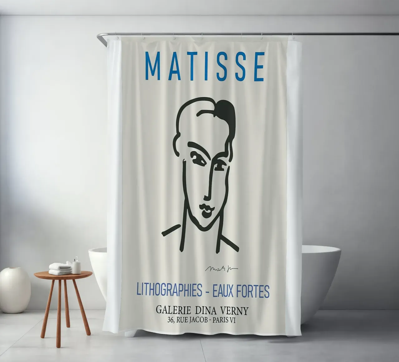 Henri Matisse - Tete de femme - Matisse Prints Poster shower curtain by Perdana shop