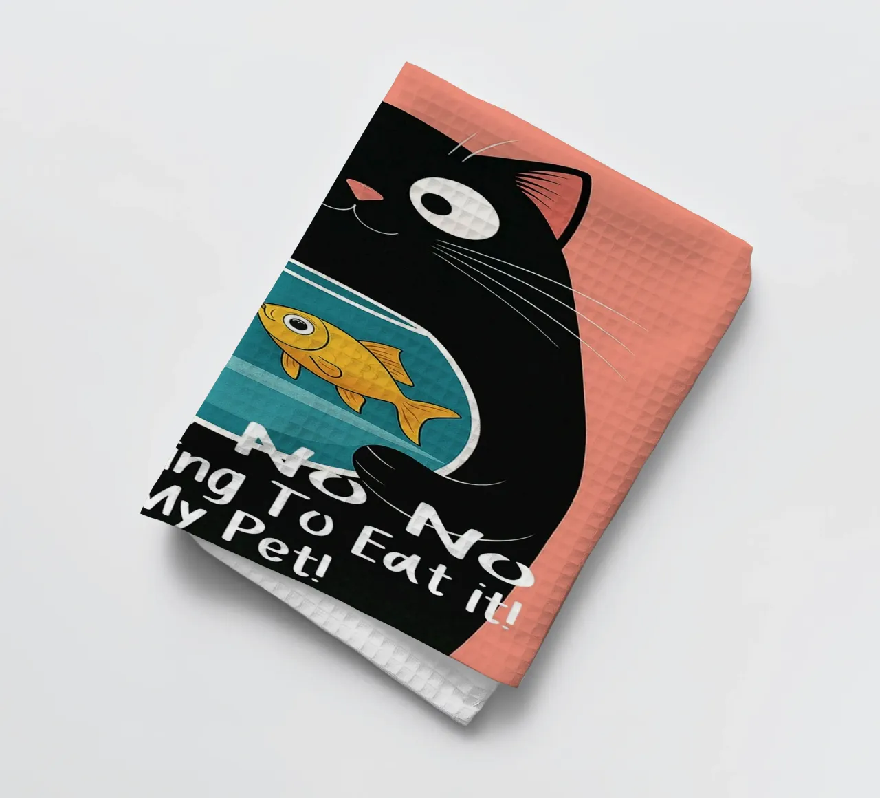 Chat et poisson Funny Art torchon de Nayara