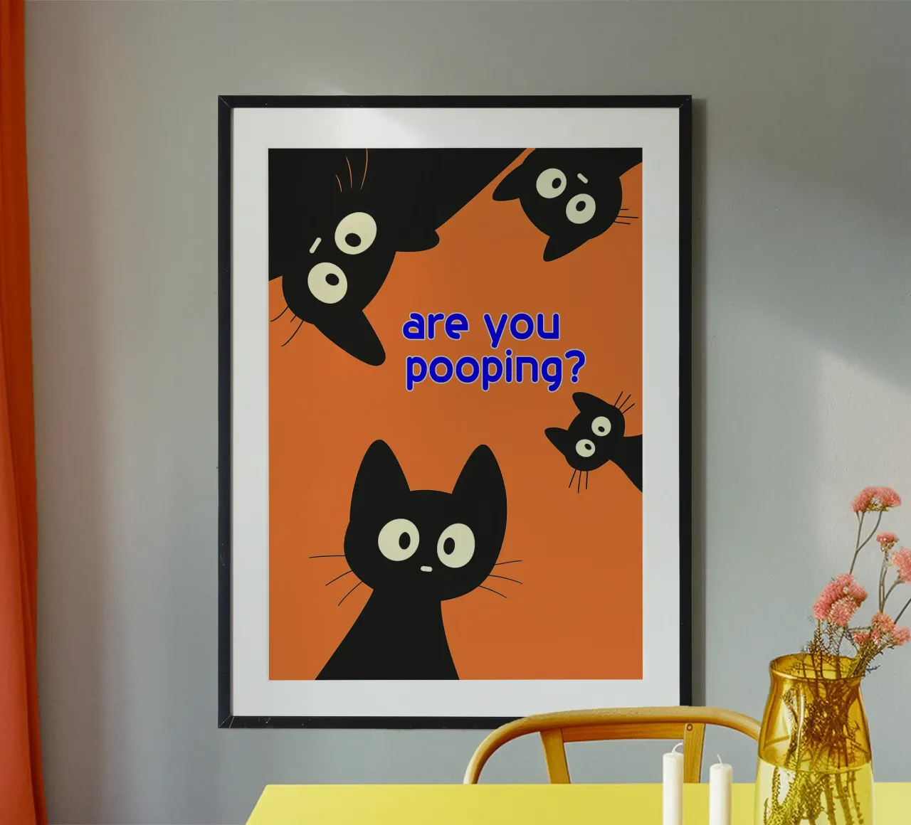 gatto stai facendo la cacca arte divertente poster con telaio in plastica da Nayara