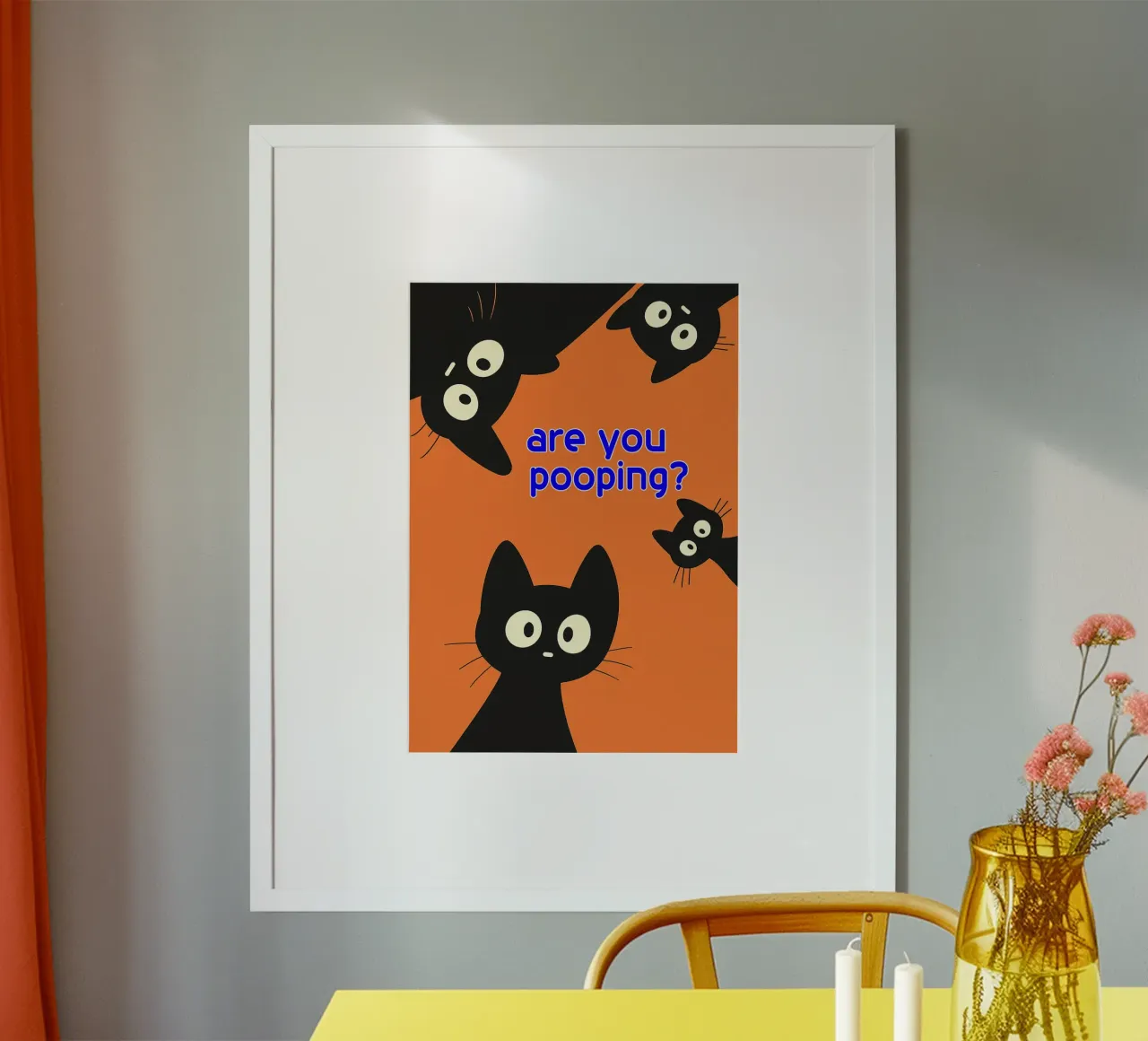 gatto stai facendo la cacca arte divertente poster con telaio in plastica da Nayara