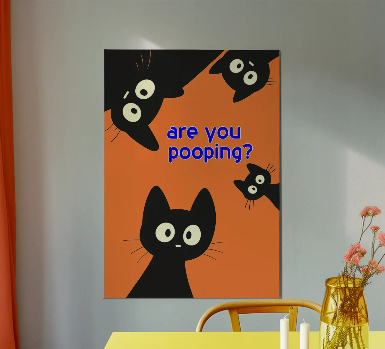 gatto stai facendo la cacca arte divertente poster con telaio in plastica da Nayara