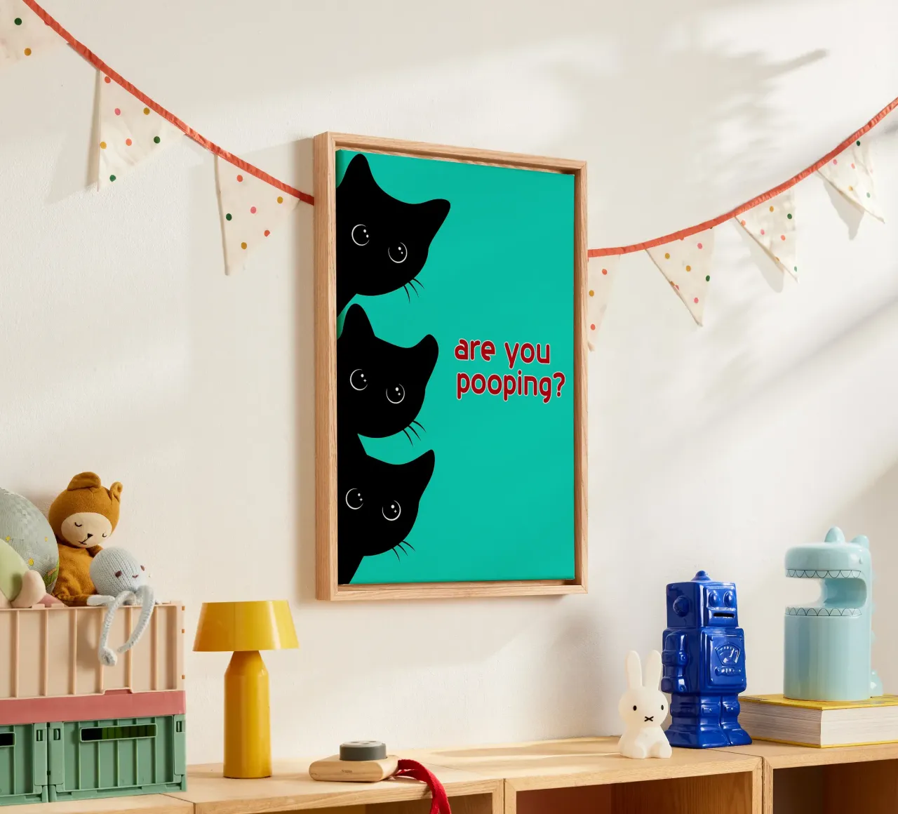 le chat fait-il un drôle de caca dans les toilettes toile avec Caisse américaine de Nayara