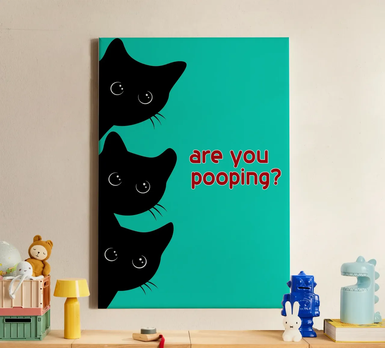 le chat fait-il un drôle de caca dans les toilettes toile avec Caisse américaine de Nayara