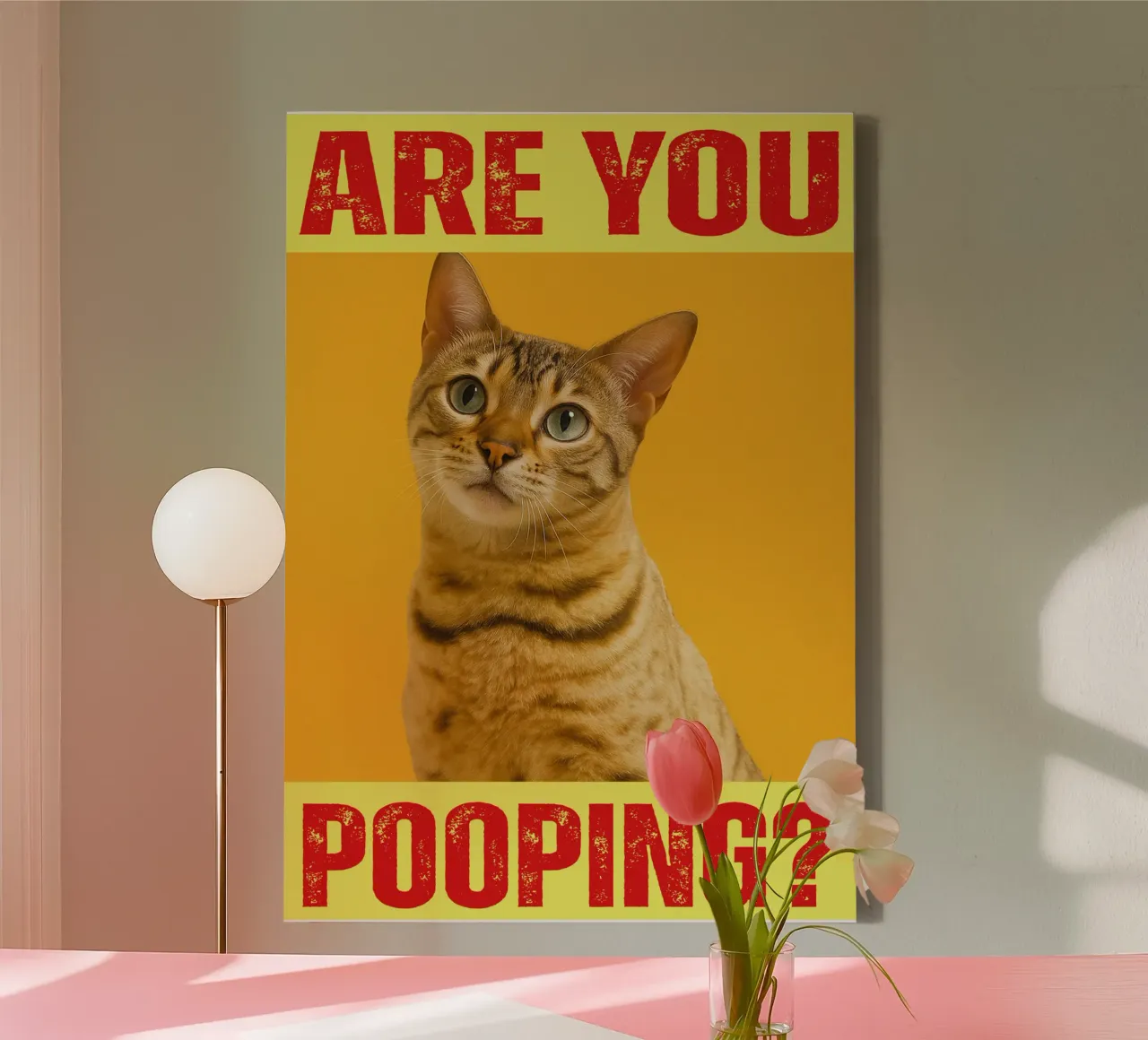 cat are you pooping funny toilets canvas with Floater frame by Nayara