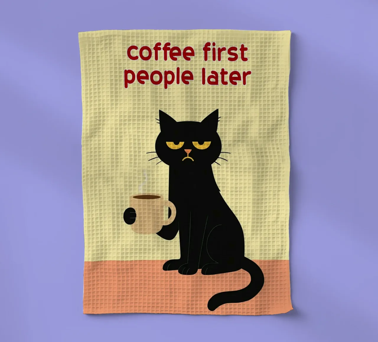 Kaffee zuerst Menschen später lustige Katze Geschirrtuch von Nayara