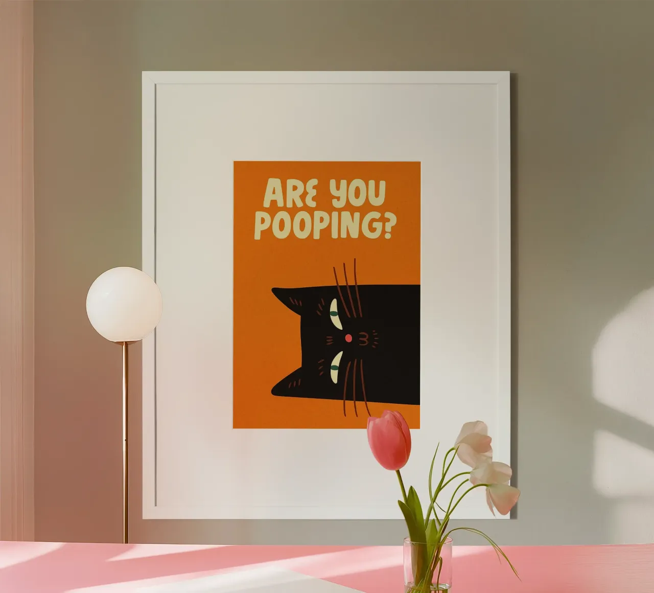 gatto divertente stai facendo la cacca bagno divertente poster con telaio in plastica da Nayara