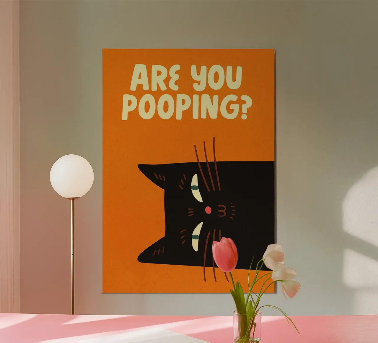 gatto divertente stai facendo la cacca bagno divertente poster con telaio in plastica da Nayara