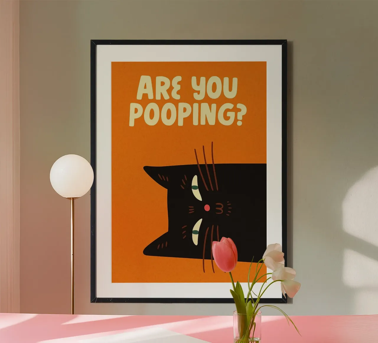 gatto divertente stai facendo la cacca bagno divertente poster con telaio in plastica da Nayara