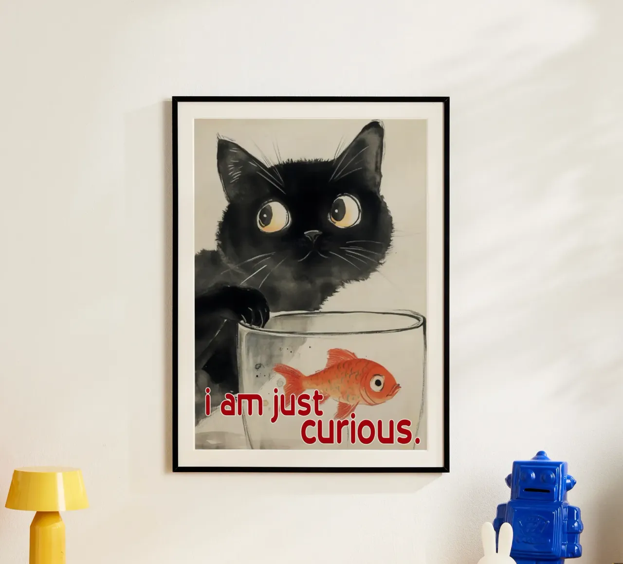 funny cat i am just curious poster by Nayara