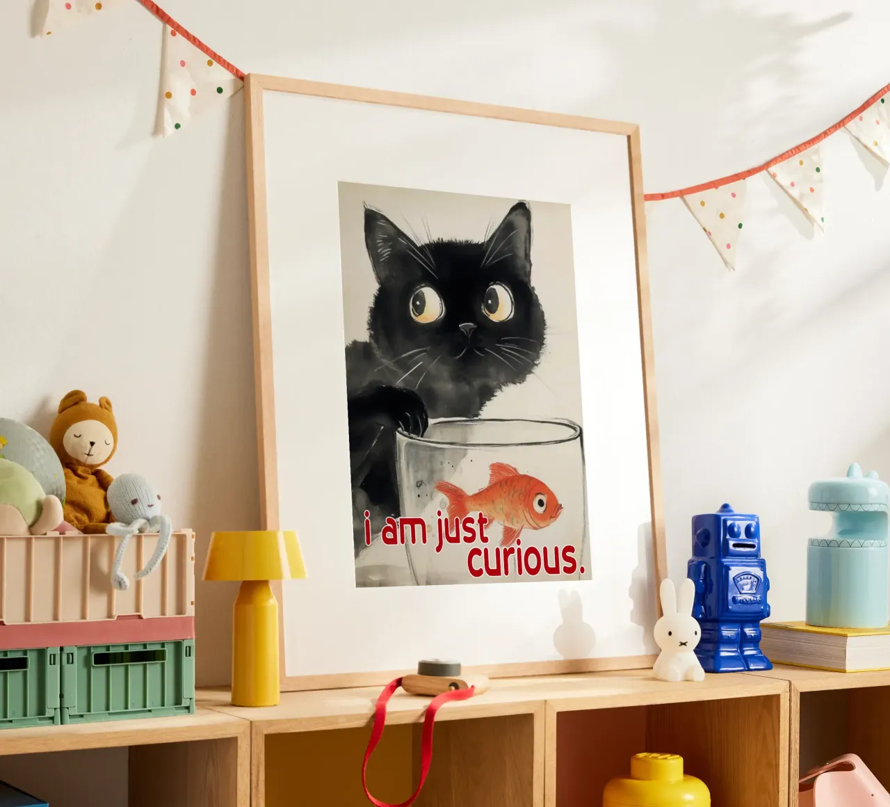 funny cat i am just curious poster by Nayara