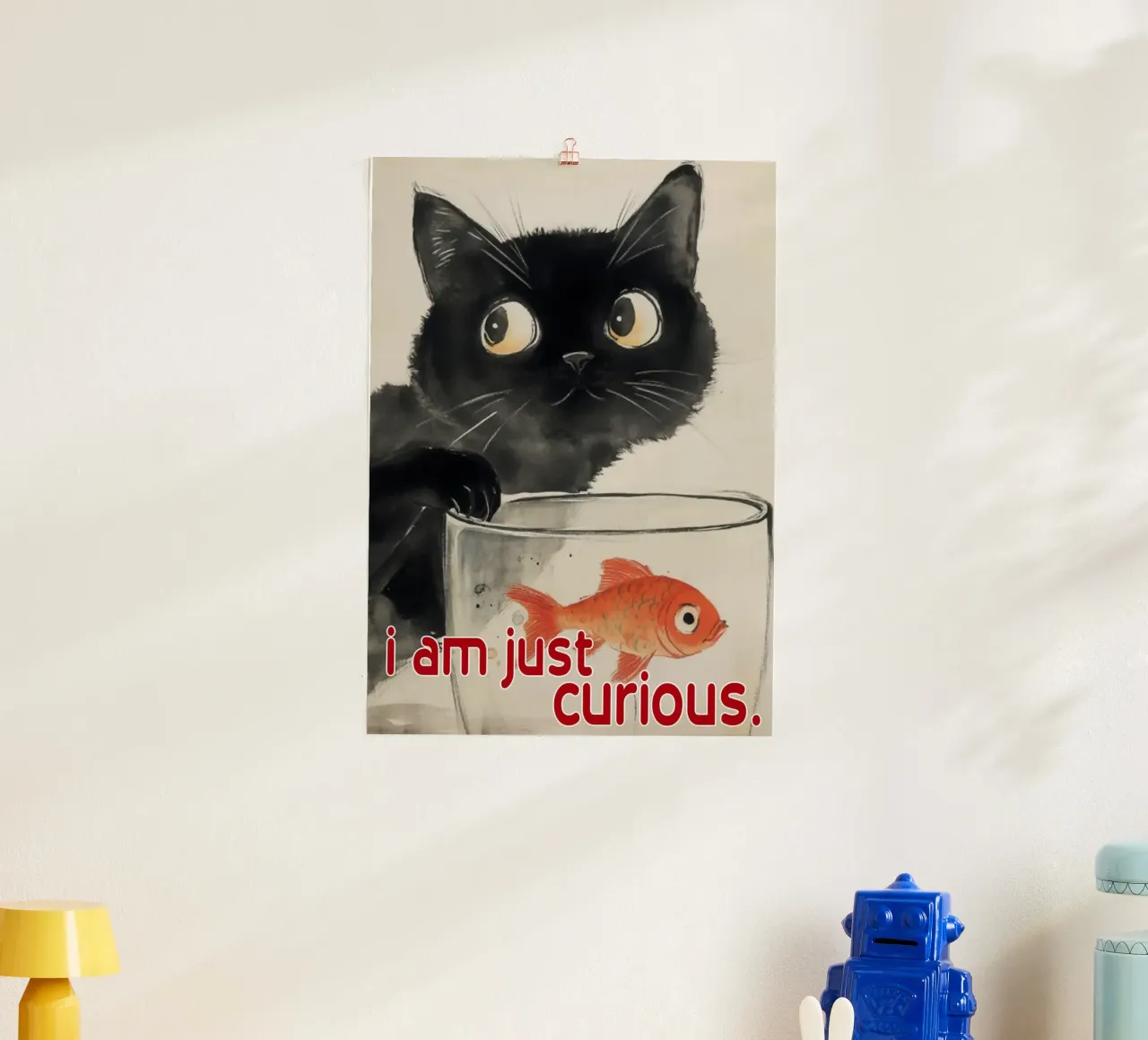 funny cat i am just curious poster by Nayara